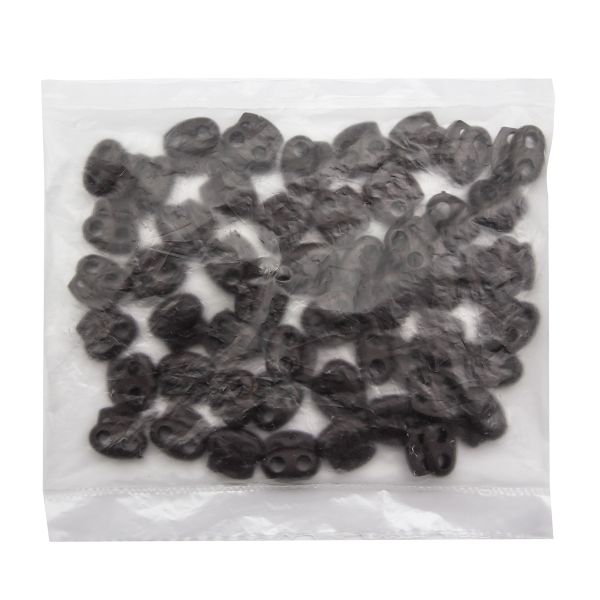 Фиксатор (зажим) для шнура пластик 2 отв., ⌀4.0 мм, 14х17 мм, овал малый ПП, коричневый, 100 шт