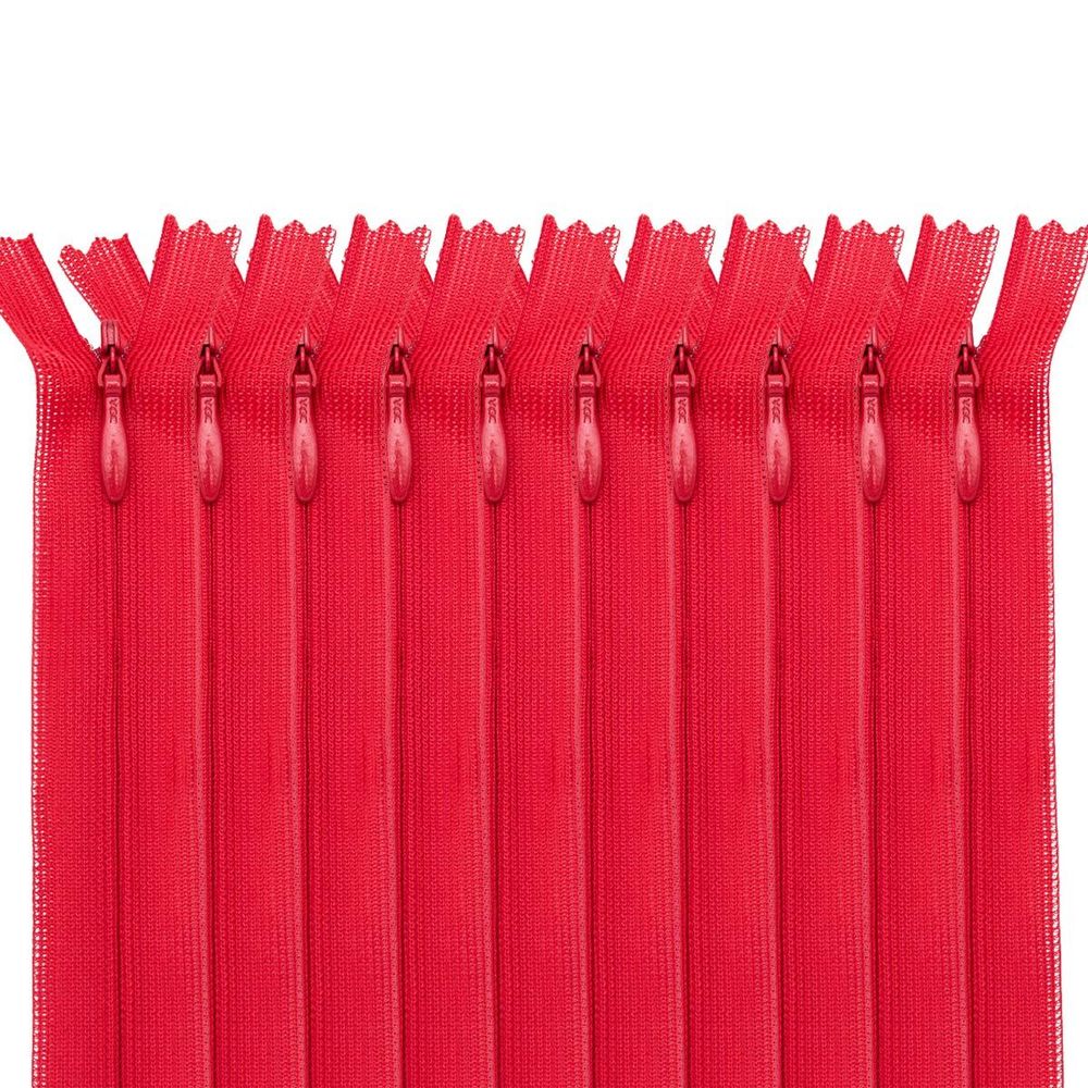 Молния потайная (скрытая) Т3 (3 мм) 1 зам., н/раз., 20 см, алый, 31224 / 20, 10 шт