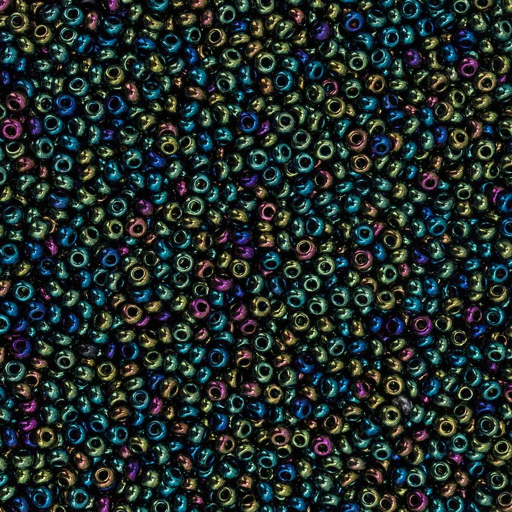 Бисер Preciosa 10/0 (2.3 мм), 500 г, цветной радужный, круг.отв., (59155) 331-19001-10/0