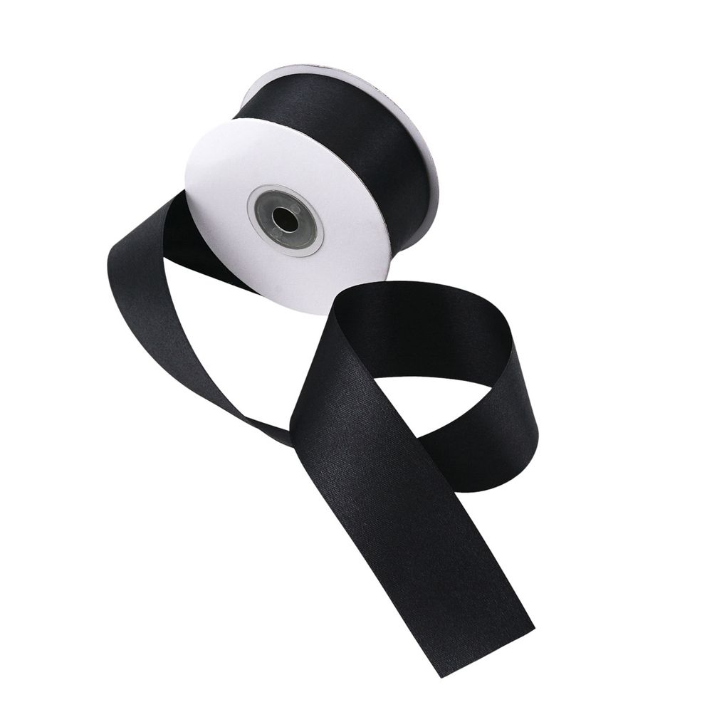 Лента атласная 2-сторонняя 38.0 мм / 22.86±1 метров, C1112 черный, 6102-0015, Globus