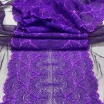 Кружево эластичное (стрейч) 8034 195мм цв.A0507 фиолетовый неон, 10 м, Kruzhevo