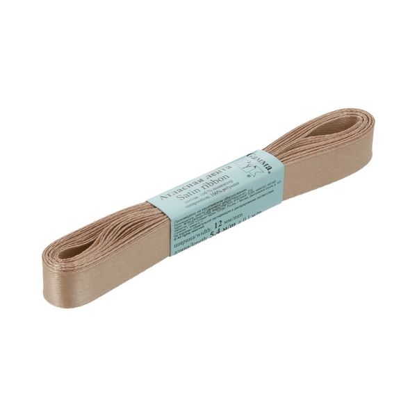 Лента атласная 1-сторонняя 12.0 мм / 10 шт по 5.4 метра, №093 бежевый, Gamma AL-12P