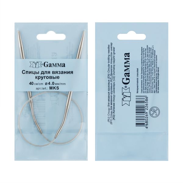 Спицы круговые металл ⌀4,0 мм, 40 см, с металлической леской, Gamma MKS