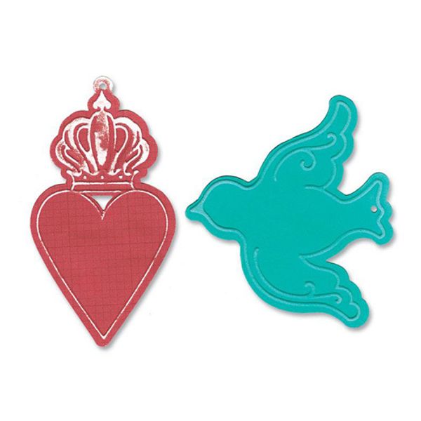 Форма для вырубки Сердце и Птицы Bigz Die и Textured Impressions 659183