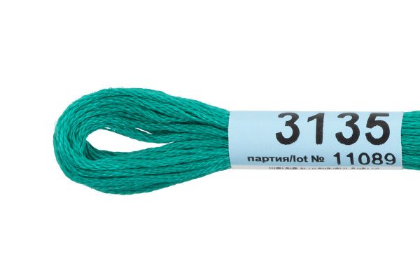 Мулине Gamma 100% хлопок, цв.3135 зеленый, 24 мотка по 8 метров