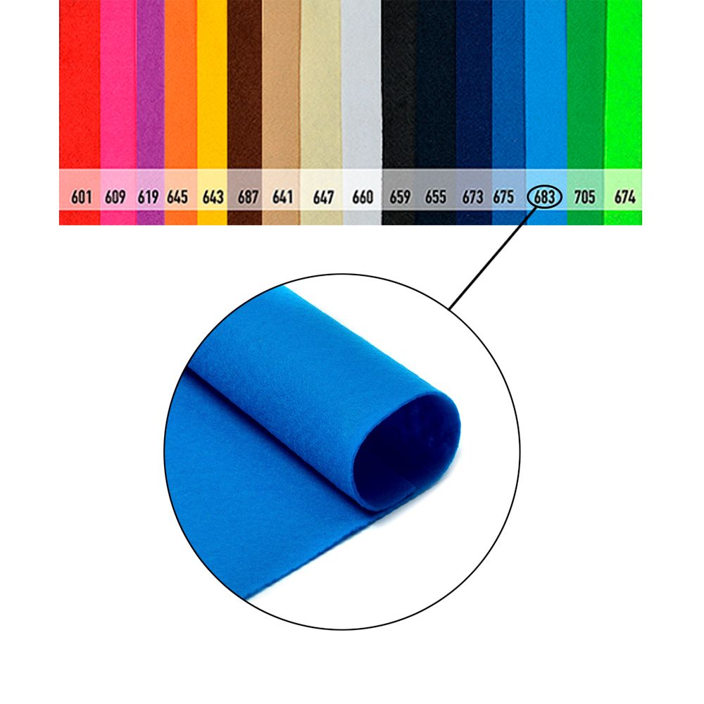 Фетр рулонный жесткий 1.0 мм, 100 см, рул. 10 метров, цв. 683 василек