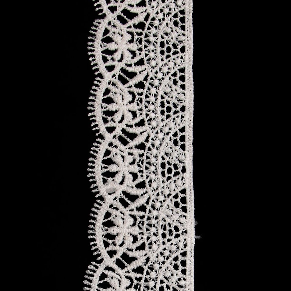 Кружево гипюр (плетёное) 45 мм / 3 метра, матовое, 571 молочный