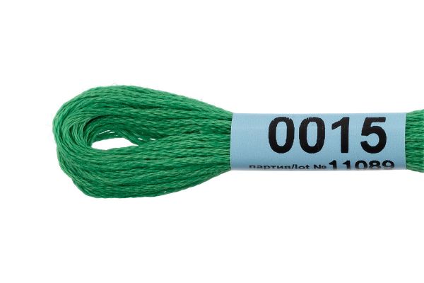 Мулине Gamma 100% хлопок, цв.0015 св.зеленый, 24 мотка по 8 метров