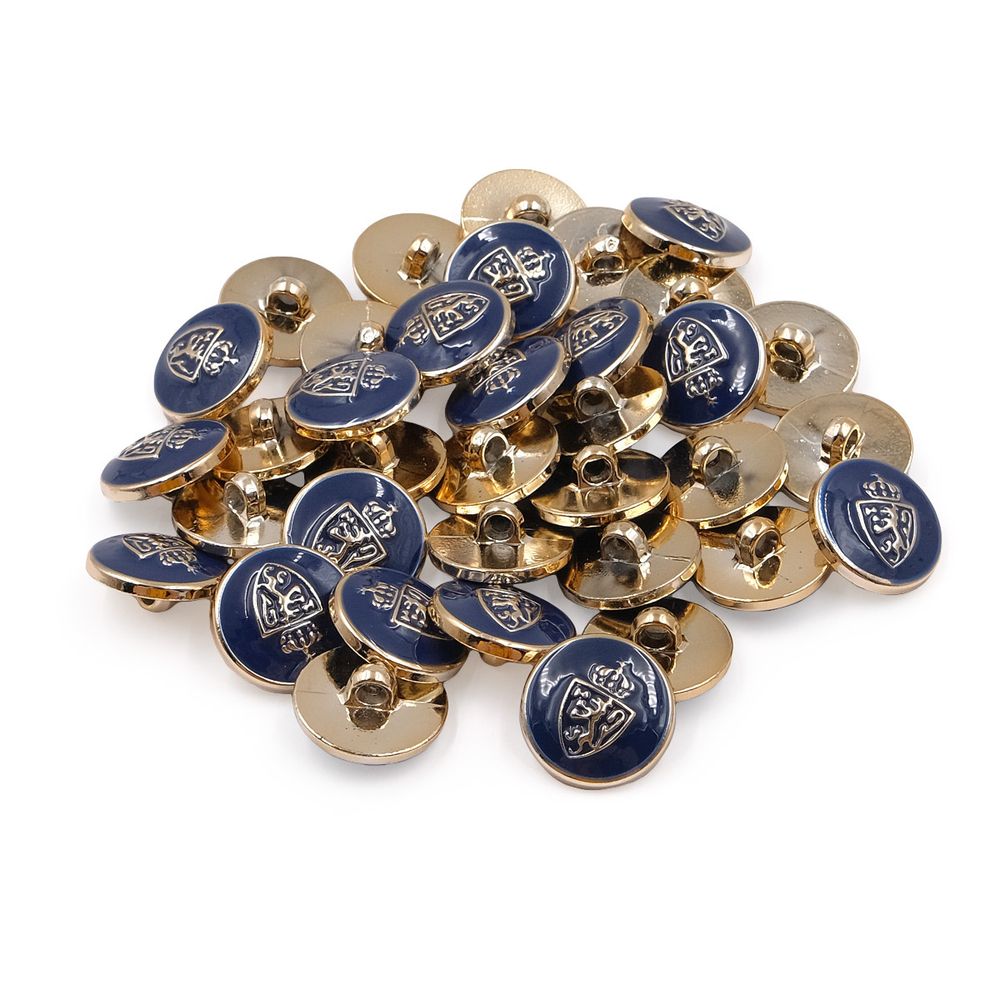 Пуговицы на ножке 34L (21мм), пластик (g.blue (синий/золото)), 36 шт, PS39
