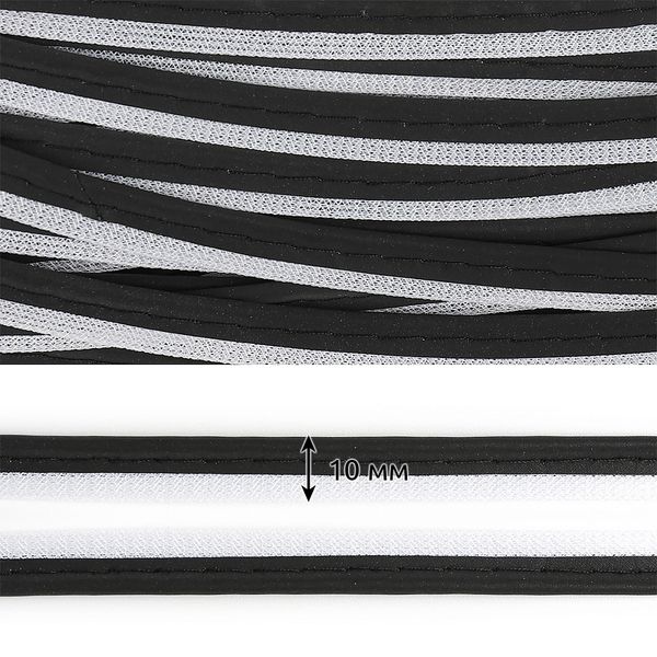 Кант светоотражающий 10 мм / 100 метров, отр.R400, 100% п/э черный