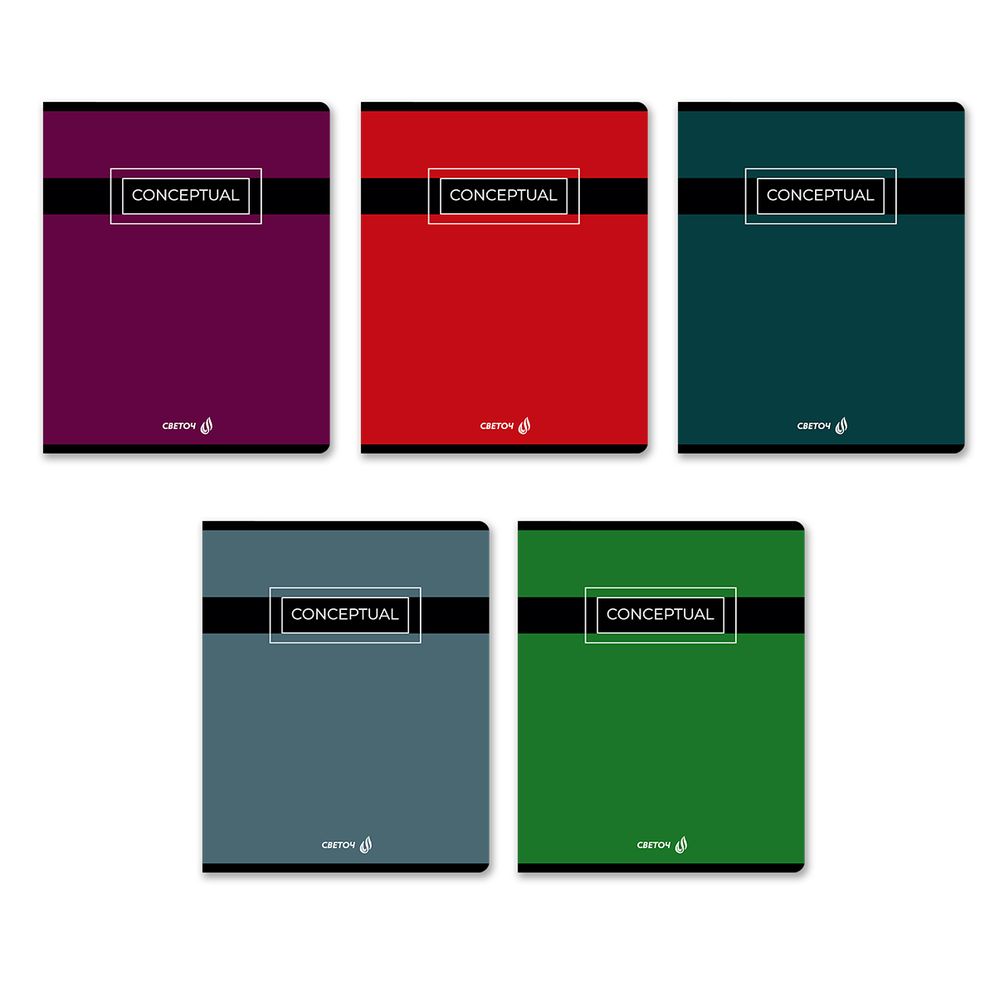 Тетрадь ученическая общая, A5 80 л. на скобе 65 г/м², белизна 100% 5 шт клетка, 01523 Сила цвета, Светоч Т202