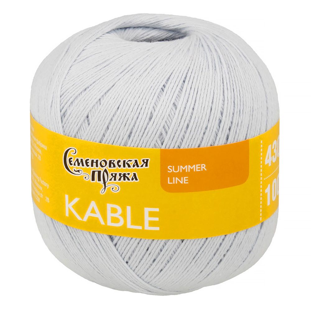 Пряжа Семеновская Kable Кабле / уп.5 мот. по 100г, 430м, 30005 перванш