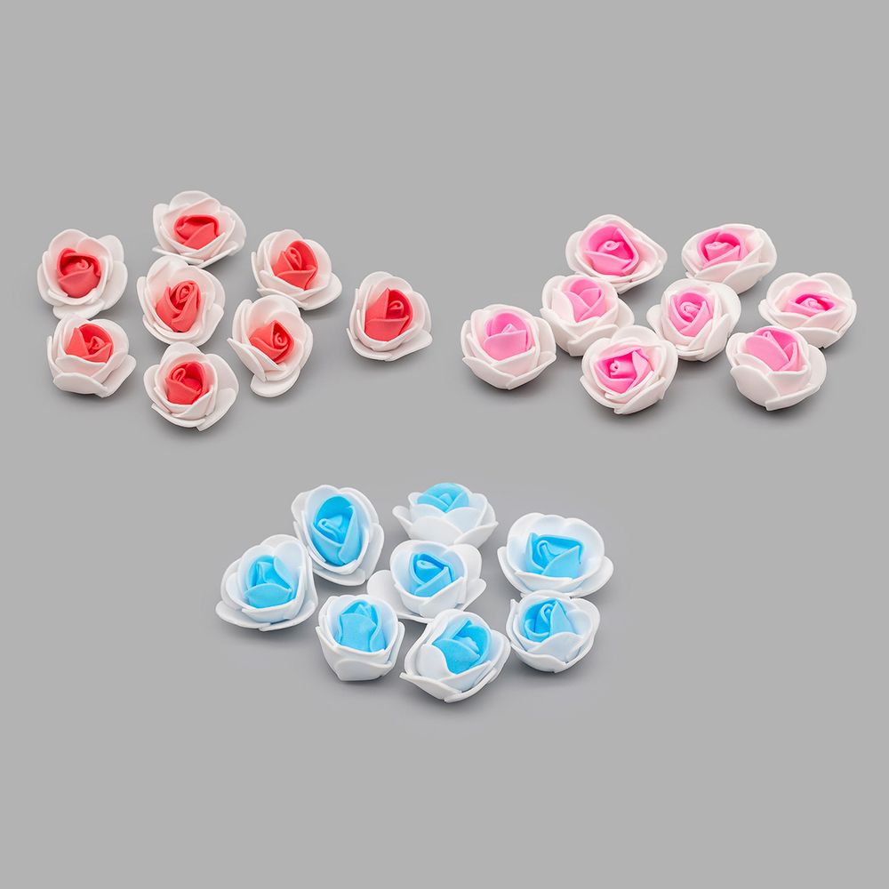 Цветочек-розочка из фоамирана 38 мм, микс №8, 3 цвета, 24 шт