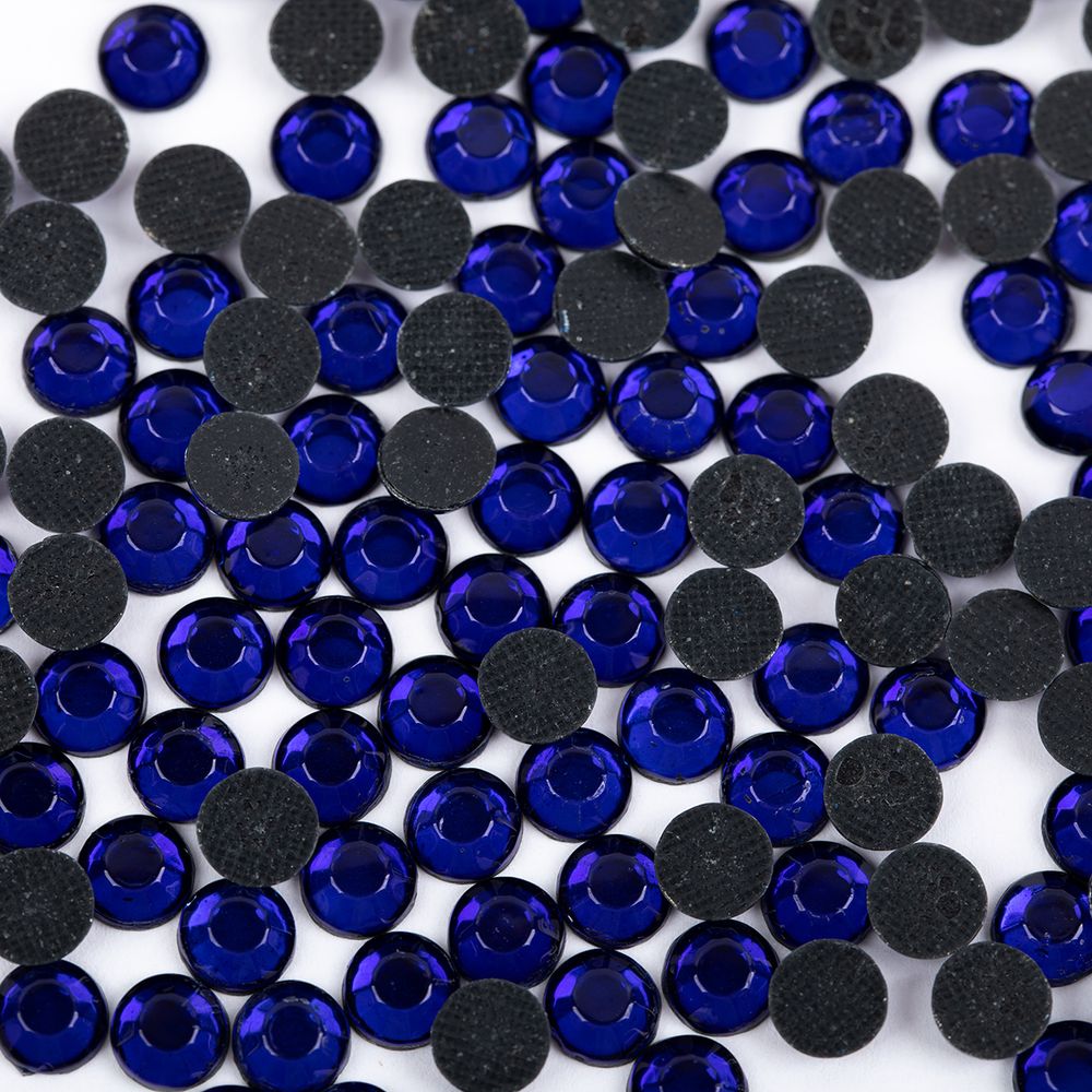 Стразы клеевые акрил 6-6.5 мм, 144 шт, SS30 синий (sapphire), Zlatka RS/144