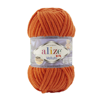Пряжа Alize (Ализе) Velluto / уп.5 мот. по 100 г, 68м, 006 оранжевый A