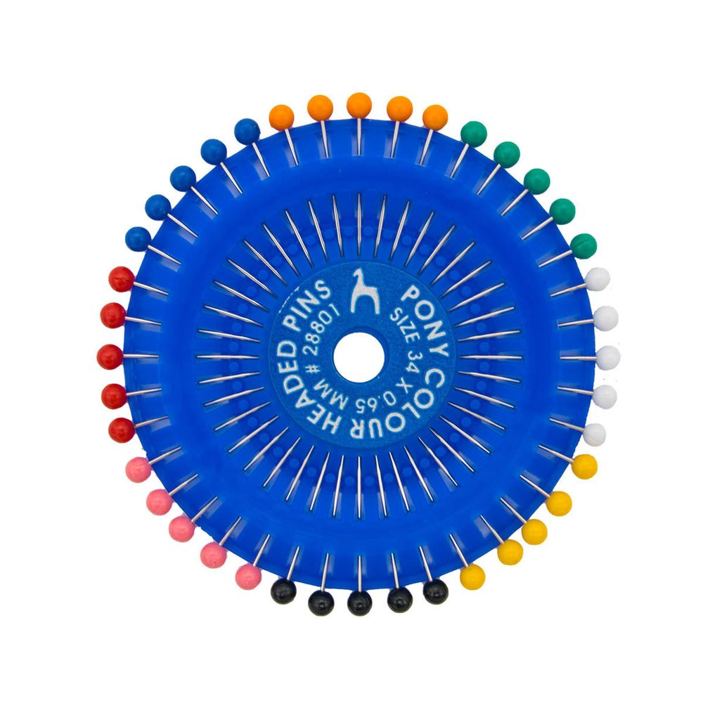 Булавки наметочные с цветной головкой 0, 65мм/34мм, сталь/пластик, 40шт Pony, 28801