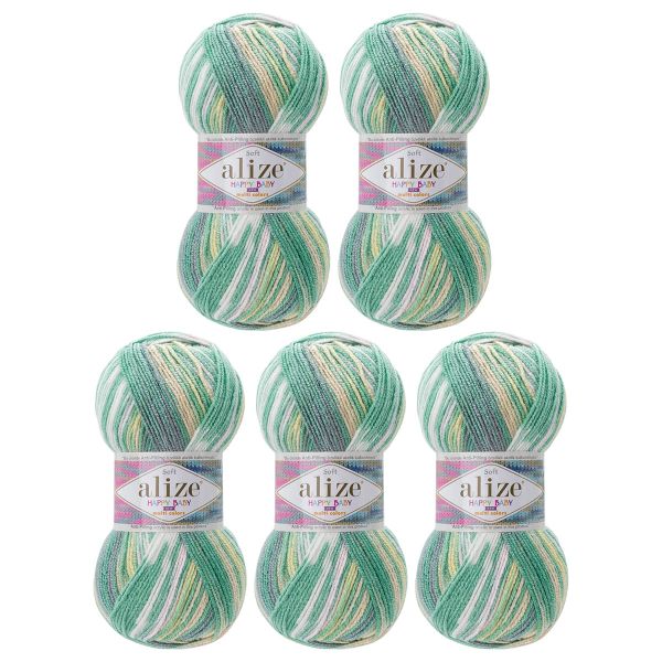 Пряжа Alize (Ализе) Happy Baby new Multi Colors / уп.5 мот. по 100 г, 320м, 52996 секционный
