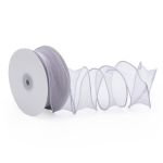 Лента декоративная с волнистым краем 38.0 мм / 18.29±1 метров, 100% органза, (светло-серый)