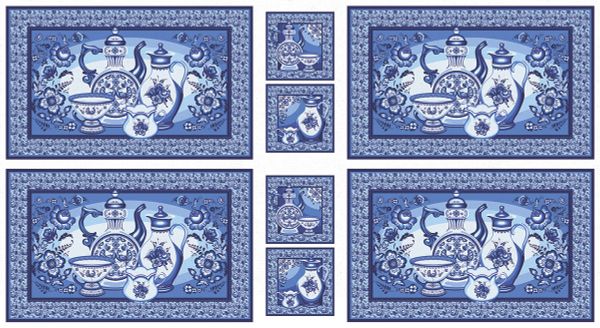 Ткань для пэчворка Peppy Лазурное чудо, рулон 112 см / 5 метров, ЛЧ-02 Панель голубой, Peppy