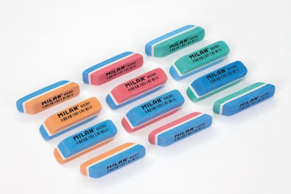 Ластик 6030 скошенный биколор 56x15x12 мм, 30 шт, CPM6030 ассорти, Milan
