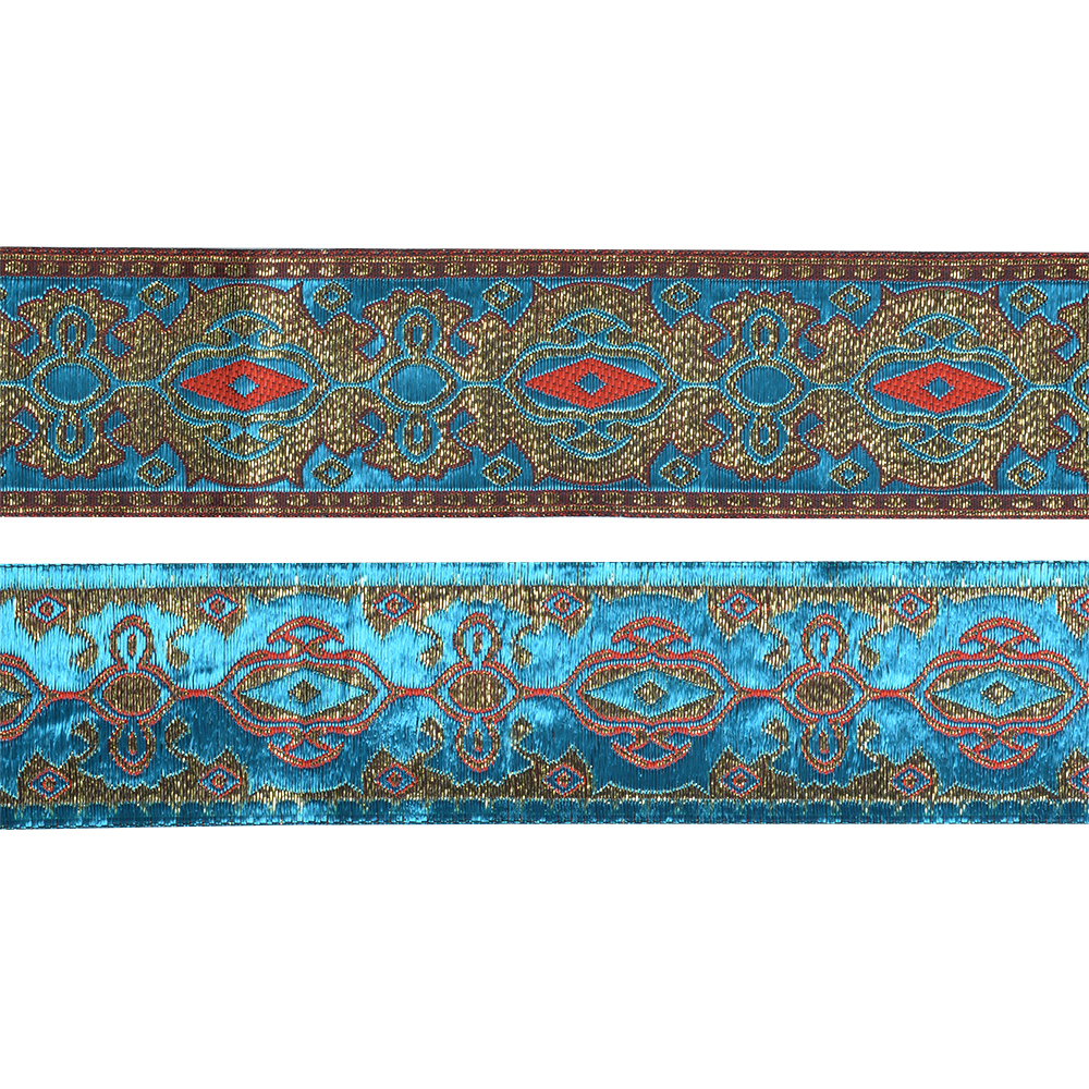 Лента (тесьма) жаккардовая, 1903-2, 50 мм, голубой, уп. 8,6 м