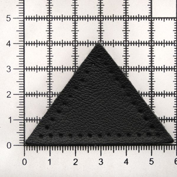 Заплатки пришивные из кожи, треугольник равнобедр., стор. 5см, с перфорацией, 2 шт, 100% кожа, 01 черный, 9901