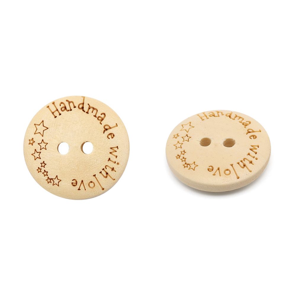 Пуговицы на 2 прокола Handmade 32L (20мм), дерево (Milk (молочный)), W21, 36 шт