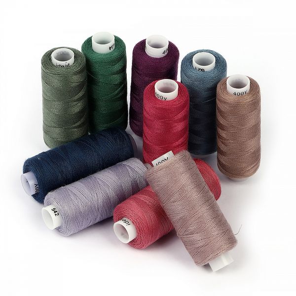 Швейные нитки (набор) 40/2, 10 кат. по 366 м, 100% п/э, MIX DS, ассорти (пыльные оттенки)