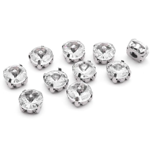 Хрустальные стразы в цапах круглой формы, белый 8 мм, 10 шт. Astra&Craft, РЦ001НН8