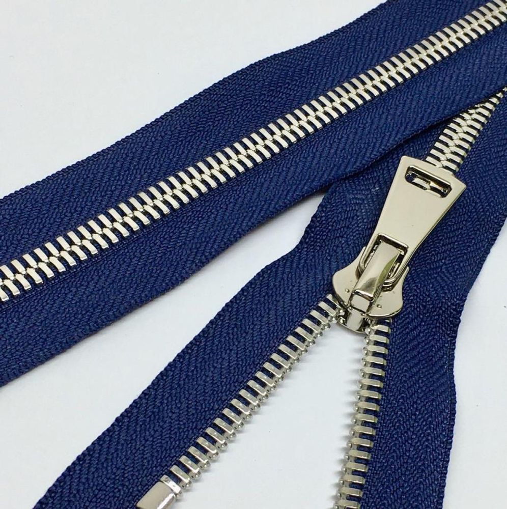 Молния металл Т5 (5 мм) 1 зам., разъем., 75 см, никель, цв.D919 синий, MaxZipper Premium, 1 шт /TOS/