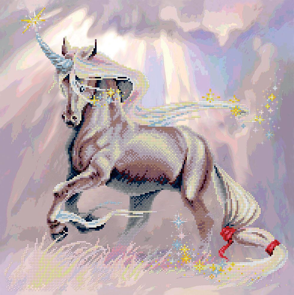 Алмазная (кристальная) мозаика Фрея, Волшебный единорог, 45х45 см
