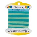 Лента (тесьма) шелковая 4.0 мм / 9.1±0.5 метров, M128 бл.зеленый/бирюзовый, Gamma SRM-4