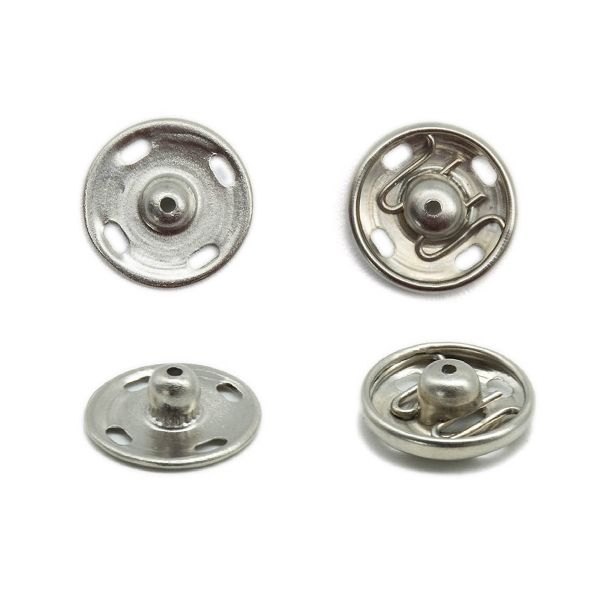 Кнопка пришивная металл ⌀13.0 мм, никель, серебристые, 6 шт, Pony