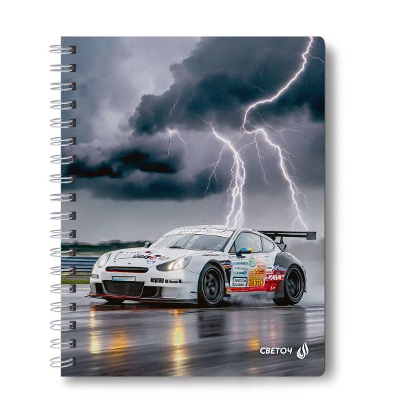 Тетрадь ученическая общая, A5 96 л. на гребне 60 г/м², белизна 90 %, 4 шт, клетка, 01187 На предельной скорости, Светоч Т111