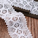 Кружево вязаное (тесьма) 75 мм, цв.белый, уп.10 м, Kruzhevo