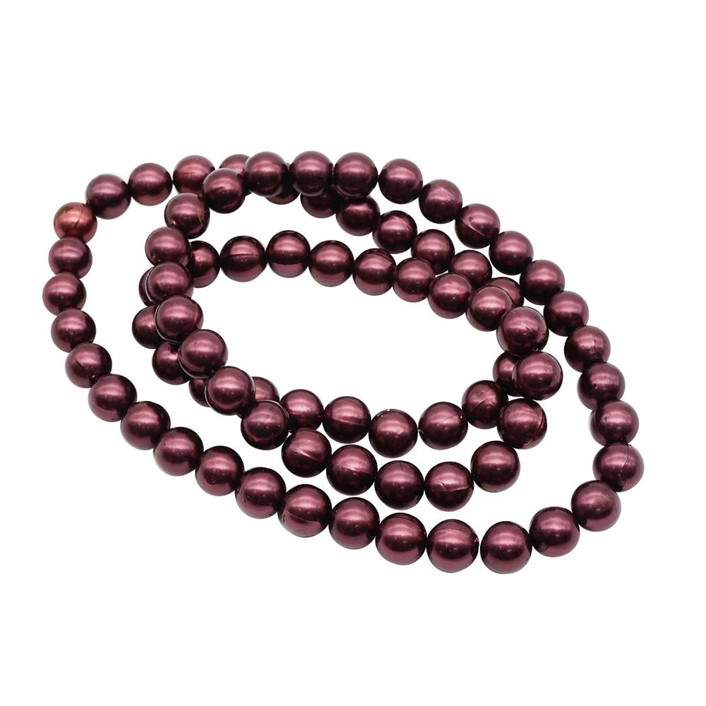 Бусины пластик ⌀10 мм, на нитке, 0404-0256, цв. В (B33 коричневый)