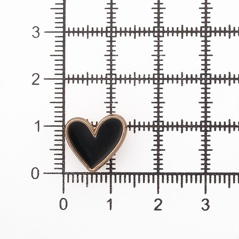 Пуговицы на ножке фигурная Сердце 20L (13мм), металл (Black/G (черный/золото)), MEs-2012, 36 шт