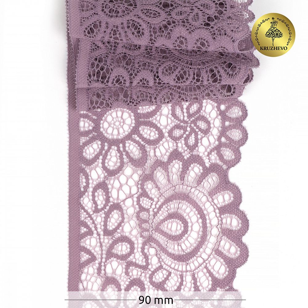Кружево эластичное (стрейч) 90мм YSTL00839/N, цв.L620 морской туман уп.25м, Kruzhevo