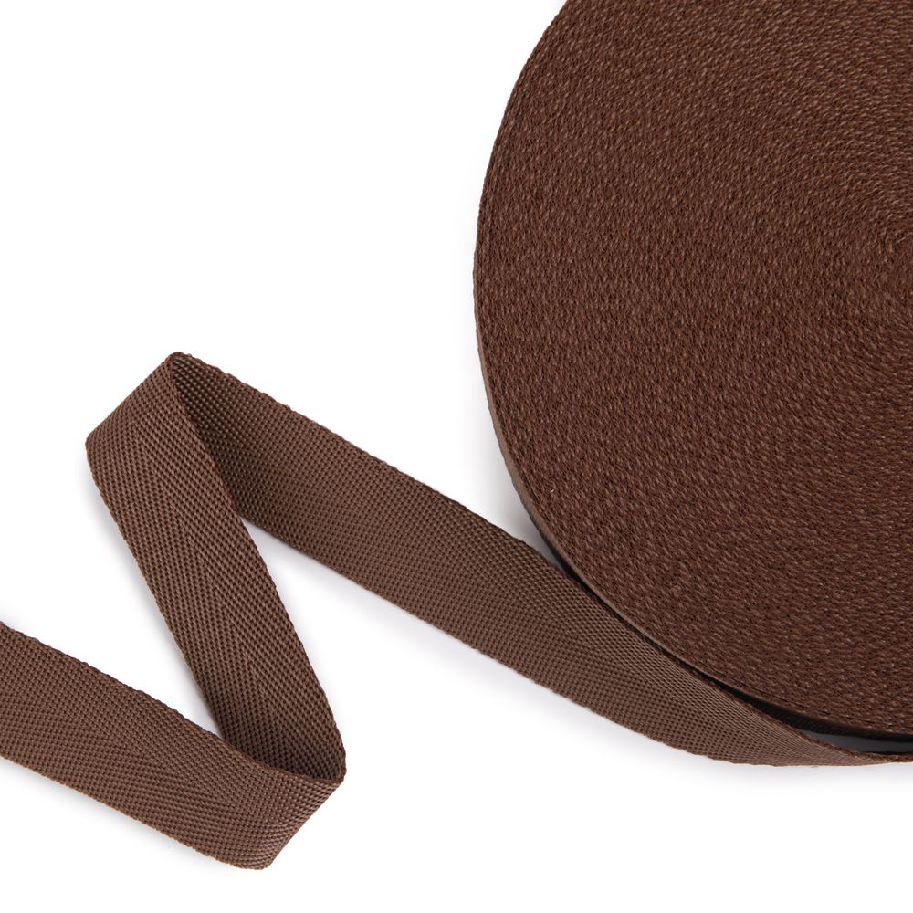 Стропа (ременная лента) 25 мм / 25 метров, толщ. 0.91 мм, [14.4 г/пог.м], 100% п/п, коричневый, Gamma 3074