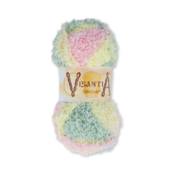 Пряжа Visantia Zikzak / уп.5 мот. по 100г, 100м, 1040 желто-бл.розовый-бл.зеленый