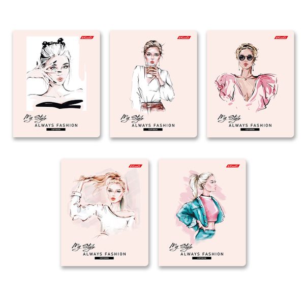 Тетрадь ученическая общая, выборочные блёстки, A5+ 40 л. на скобе 65 г/м², белизна 100%, 10 шт, клетка в термоусадочной пленке, 000472 От кутюр, Светоч 40ТСК5_5_2_1