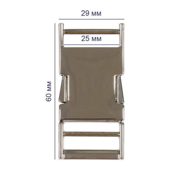 Фастекс (пряжка трезубец) металл 25 мм, 5 шт, никель, Gamma GFM-25N