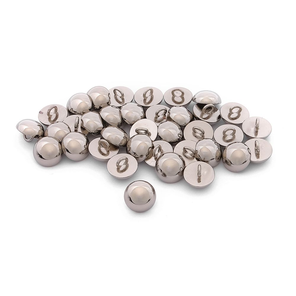 Пуговицы на ножке Полусфера 18L (11мм), металл (S (серебро (никель))), MEs-2014, 36 шт