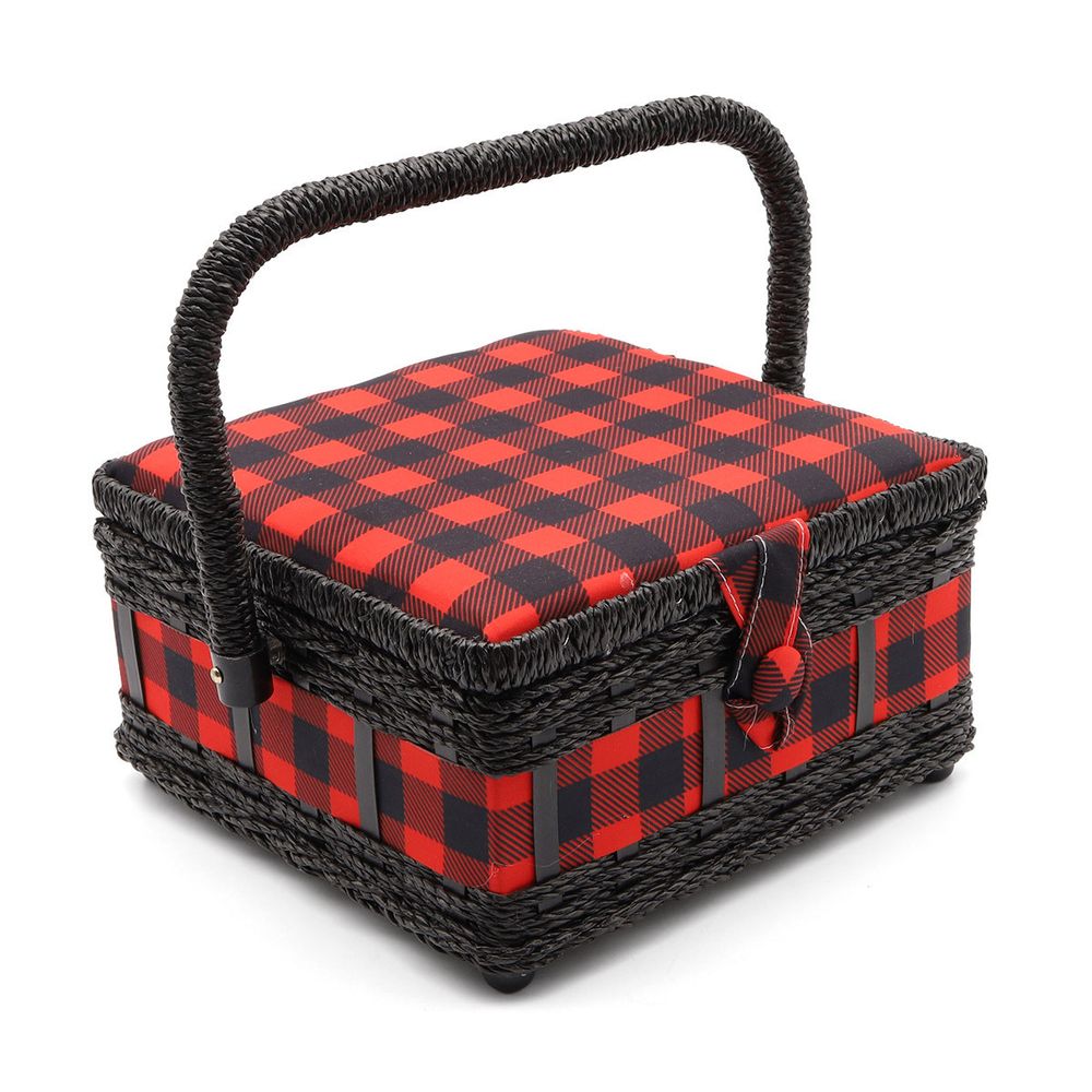 Шкатулка малая, декоративная, 'Красная клетка' 20х20х11см, ASST_4_1_PVC_Tray