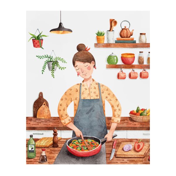 Тетрадь Cozy home A5 48 л. на скобе 60 г/м², 10 шт, клетка, SVT 481921 05 девушка на кухне, Светоч