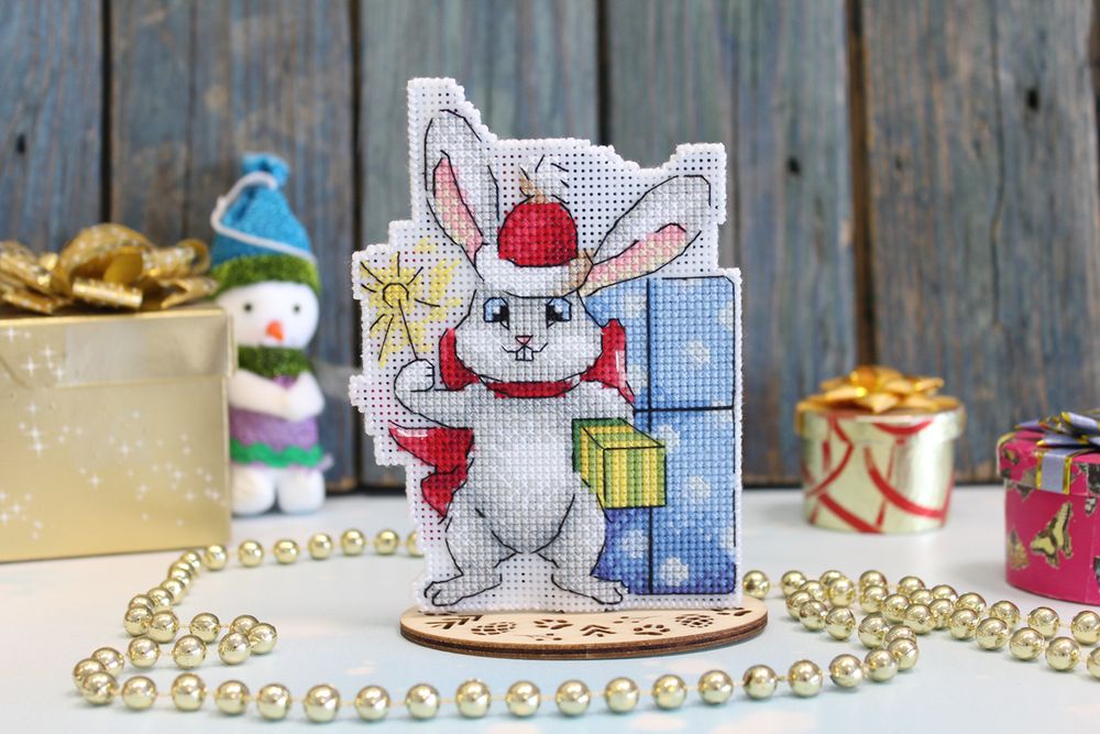 Набор для вышивания нитками МП Студия (Жар-птица), Пора открывать подарки, 13х9 см