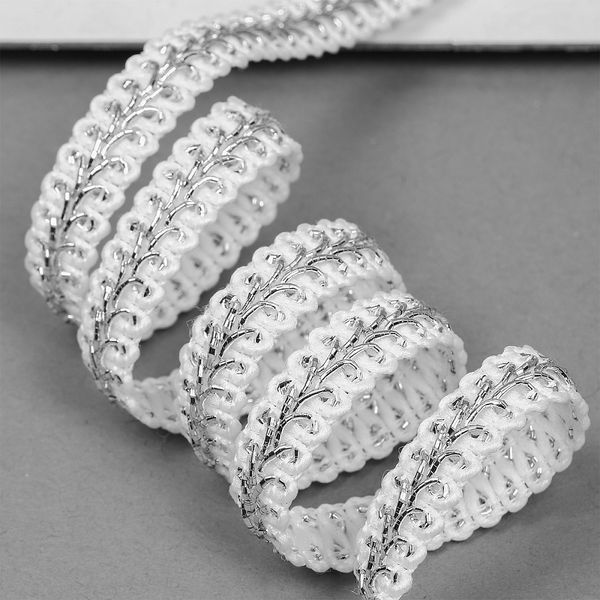 Тесьма Шанель плетеная 8 мм, 0384-0017 цв.серебро уп.9м