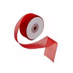 Лента капроновая (органза) 2,5см / 22,86м (26 красный)