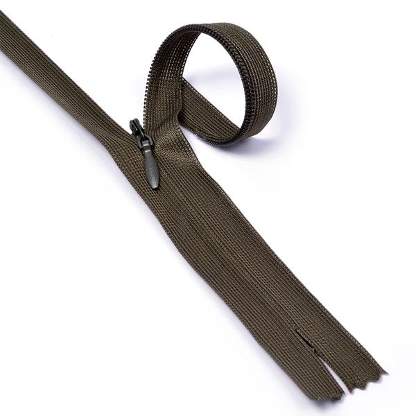 Молния потайная (скрытая) Т3 (3 мм) 1 зам., н/раз., 20 см, цв.F328 хаки уп.50 шт