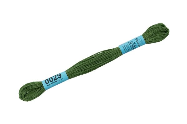 Мулине Gamma 100% хлопок, цв.0029 хаки-зеленый, 24 мотка по 8 метров